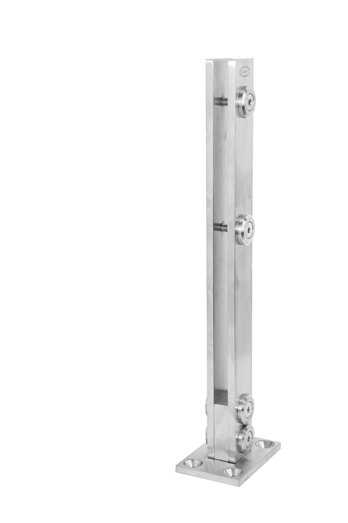 Poste de Placa Solida Para Barandal de Cristal